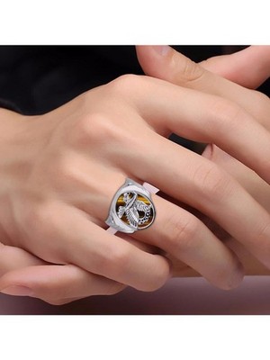 Rylos 14K Weißgold Tigerauge patriotischer Adler USA Ring mit Diamanten Größen 8-13