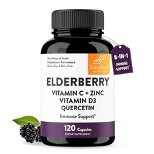 Elderberry Vitamin C and Zinc with Vitamin D3  Quercetin  Supplement Capsul...