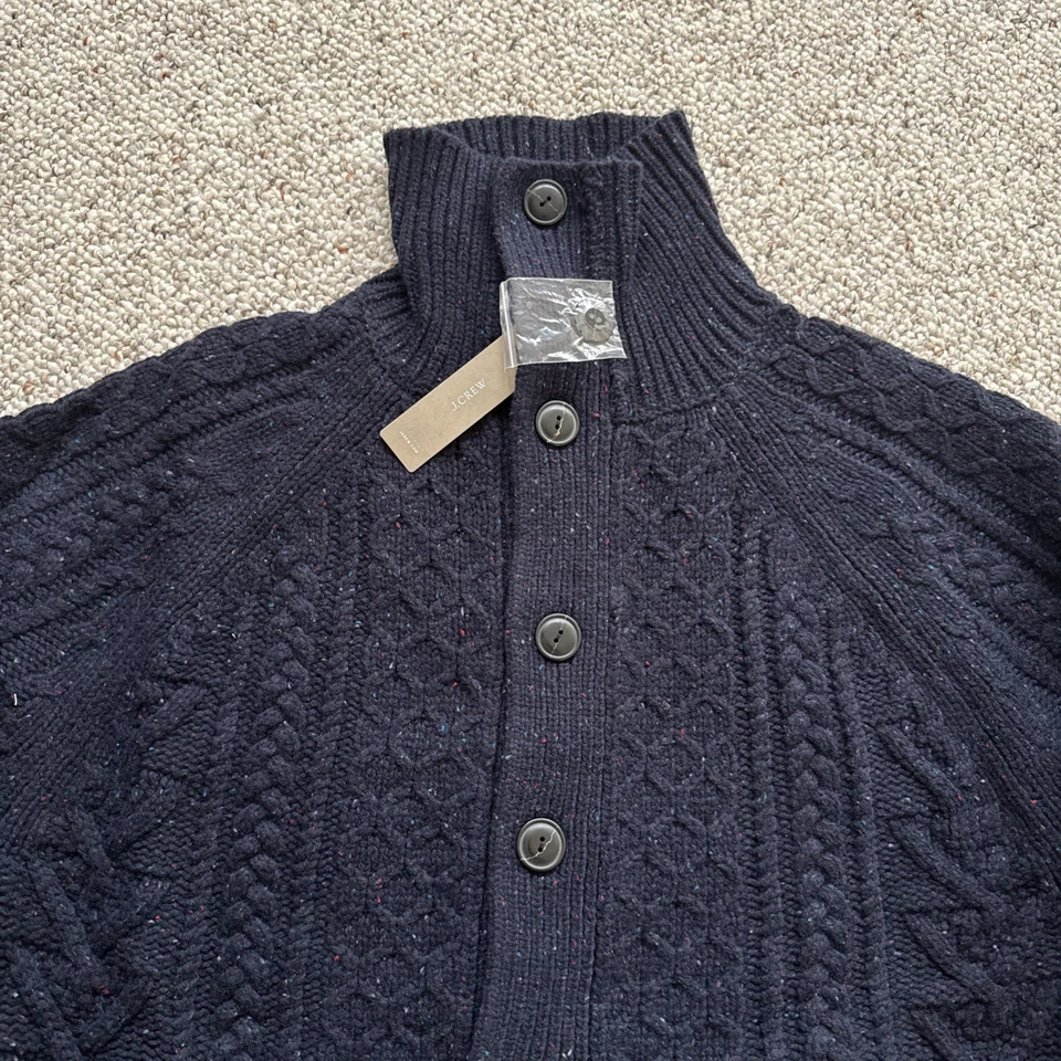 J.Crew Donegal Cable Button Down Navy Sweater. Men’s M. NWT. - Image 3 of 4