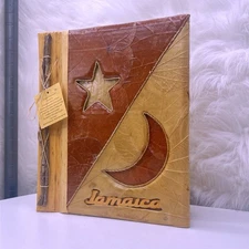 Island Treasures Jamaica Handmade Banana Leaf Photo Album Moon Star 9x10.5