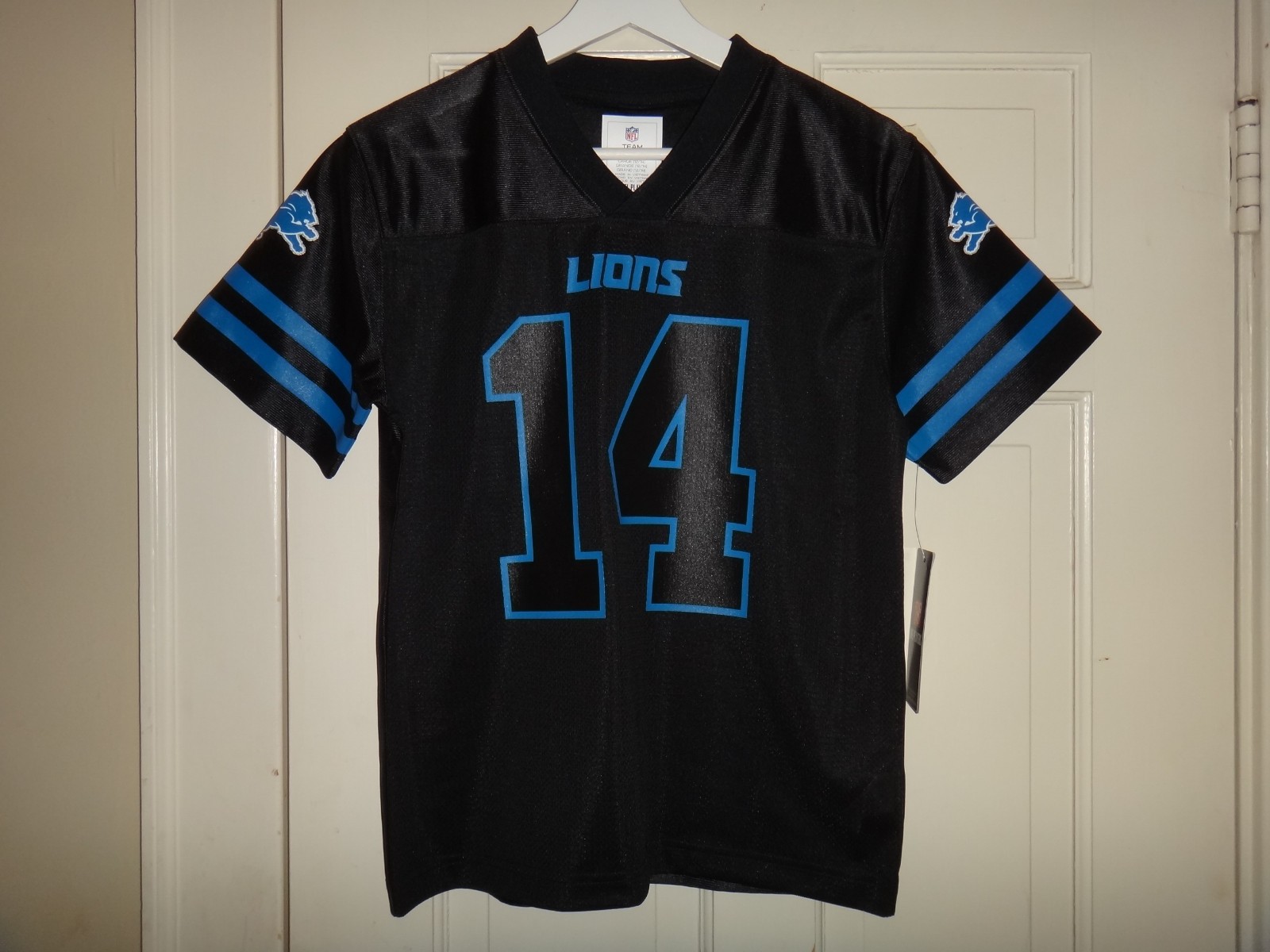 Youth Amon-Ra St. Brown Detroit Lions Black Football Jersey NWT