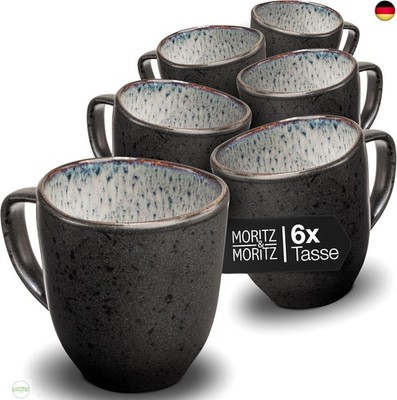 Moritz & Moritz ORGANIC Kaffeetassen Set 6er - Kaffeebecher Set Grau aus