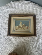 Vintage Cottage Core Handmade Framed Hanging Rocking Horse Little Girl 11X10