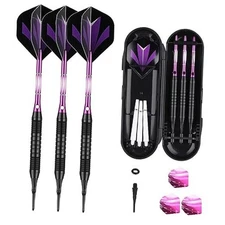 Darts Plastic Tip Set - 18g 21g Colorful Rainbow Soft Tip Darts Purple-DART-D