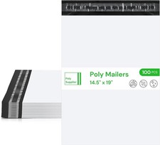 White Poly Mailers 14.5x19 Inch 100 Pcs, Self Adhesive Shipping Bags, Waterproof