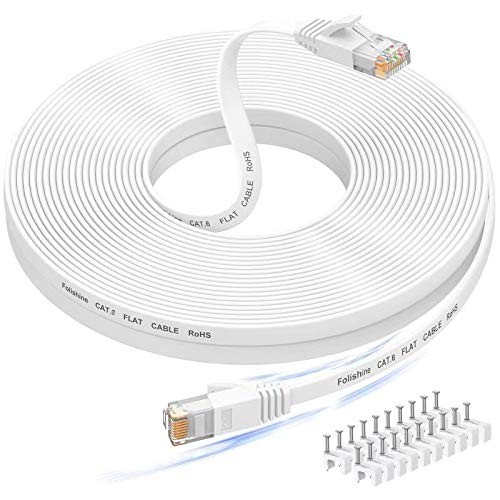 High Speed Cat6 Ethernet Cable with RJ45 Connectors and Cable Clips