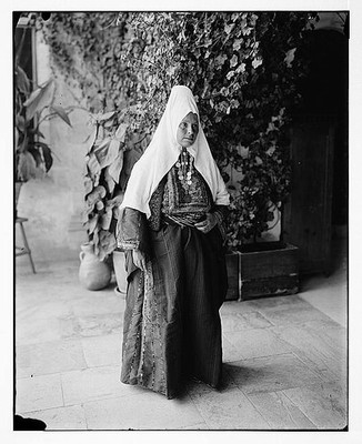 Woman wearing dowry necklace,Middle East,American Colony Jerusalem Photo