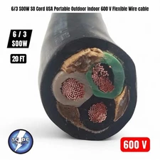 6/3 SOOW SO Cord 20 FT USA Portable Outdoor Indoor 600 V Flexible Wire cable