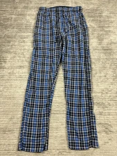 Jake & Co Pajama Pants Mens Medium Blue Plaid Pull On Drawstring Cotton Blend