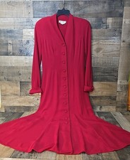 VINTAGE David Warren Red Maxi Dress Women 10 Career Church Y2K Cocktail Modest