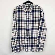 Banana Republic Untucked Slim Fit Plaid Long Sleeve Button Up Shirt Men's Size L