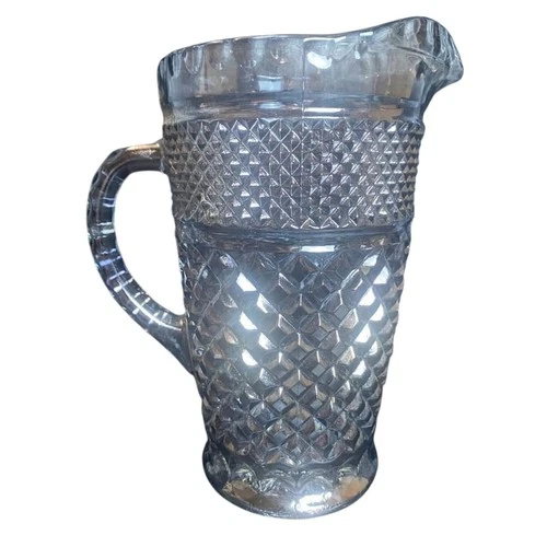 VTG Anchor Hocking Wexford Pitcher Glass Diamond Pattern 2 Quart In Smoke