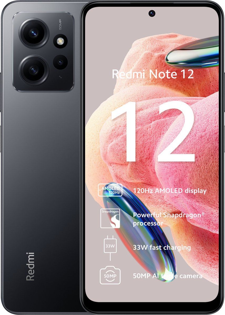 XIAOMI Redmi Note 12 4G 64 Go Gris Onyx Reconditionné Très bon état