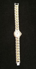 Bulova Two Tone Silver/Gold Watch MOP Dial Link Band 7" Max Size New Battery