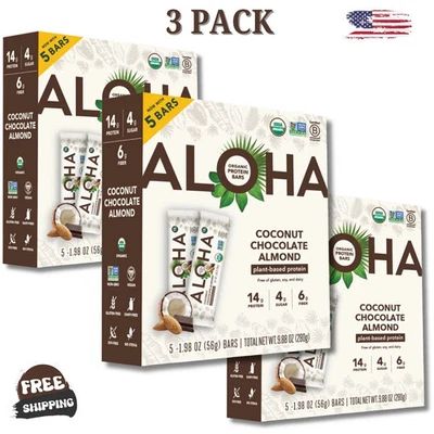 ALOHA Plant Based Protein Bars, Coconut Chocolate Almond, 14g Protein (3 Pack) - Image 1 of 4