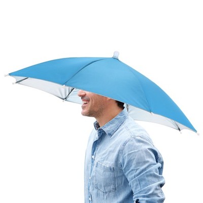 1 Pcs 20.5'' Headband Umbrella Hat Hands Free Umbrella Cap for Outdoor [Sky Blue]