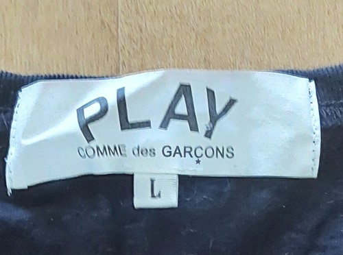 COMME des GARCONS PLAY Black Flocked Heart Tee Men's Sz L EUC Made in JAPAN - Picture 3 of 5