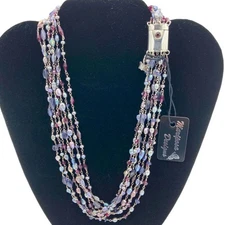 NWT Mariposa Designs 18" Sterling, Freshwater Pearl, Iolite and Garnet  Necklace