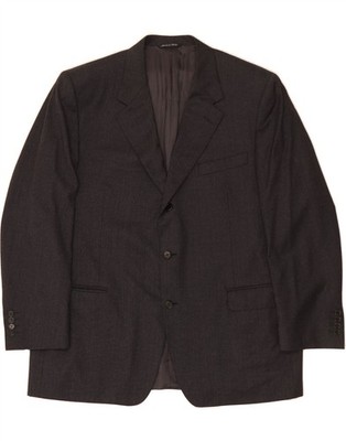 CANALI Herren 3 Knopf Blazer Sakko Größe 58 2XL Grau Wolle DT57