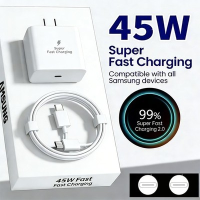 Original 45W Fast Wall Charger+USB C Cable For Samsung Galaxy S26/S26+/S26 Ultra