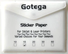 Gotega Sticker Paper(15) for Inkjet & Laser Printers  11"X8.5"