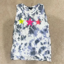 Girks FBZ Flowers by Zoe tiedye tank with neon stars, size L