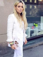 Zara Ivory Textured Boucle Blazer Jacket Size M Medium 8 10