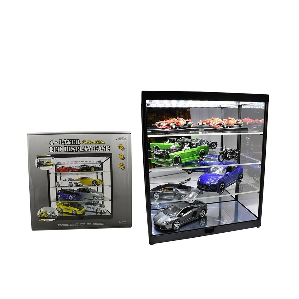 Black Mirrored 4 Layer LED Display Case - USB Powered LED Lights - Image 2 of 2