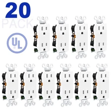 20Pk Tamper Resistant Outlet Electrical Wall Outlet 15Amp 110V Outlets UL Listed