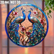 8" Peacock Blue/Green/Orange/Pink Floral Suncatcher