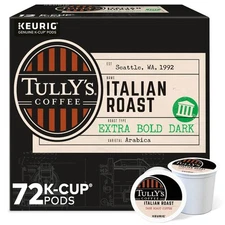 Tully's Coffee Italian Roast, Single-Serve Keurig K-Cup Pods, Dark Roast Coffee,