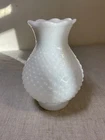 MCM Lamp Shade Milk Glass White Hobnail 7" VTG replacement oil table ruffled