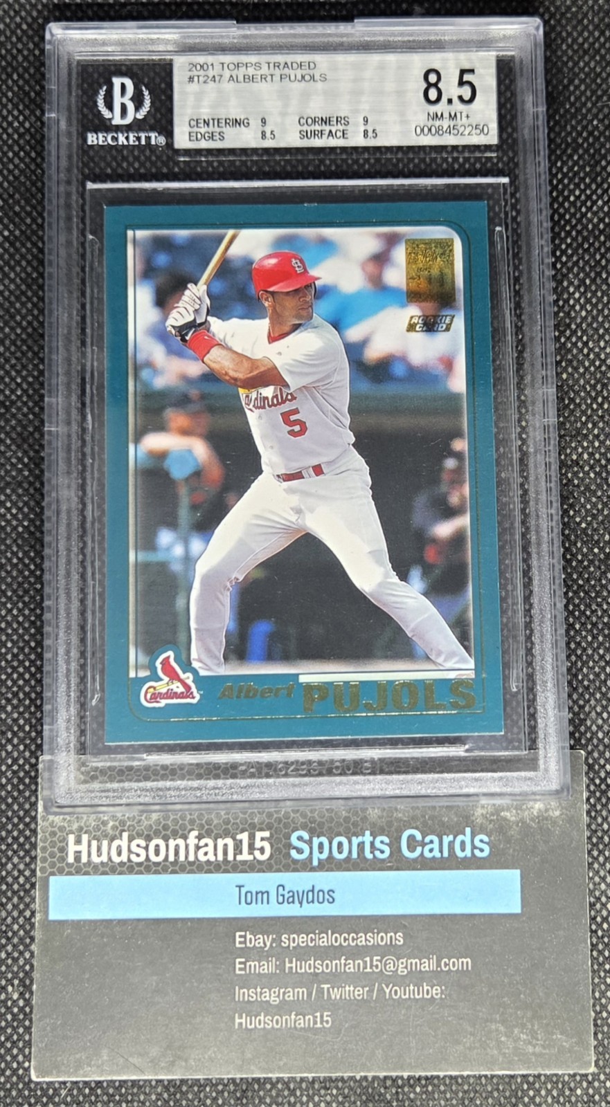 Albert Pujols 2001 Topps Traded #T247 Rookie RC BGS 8.5 St. Louis Cardinals