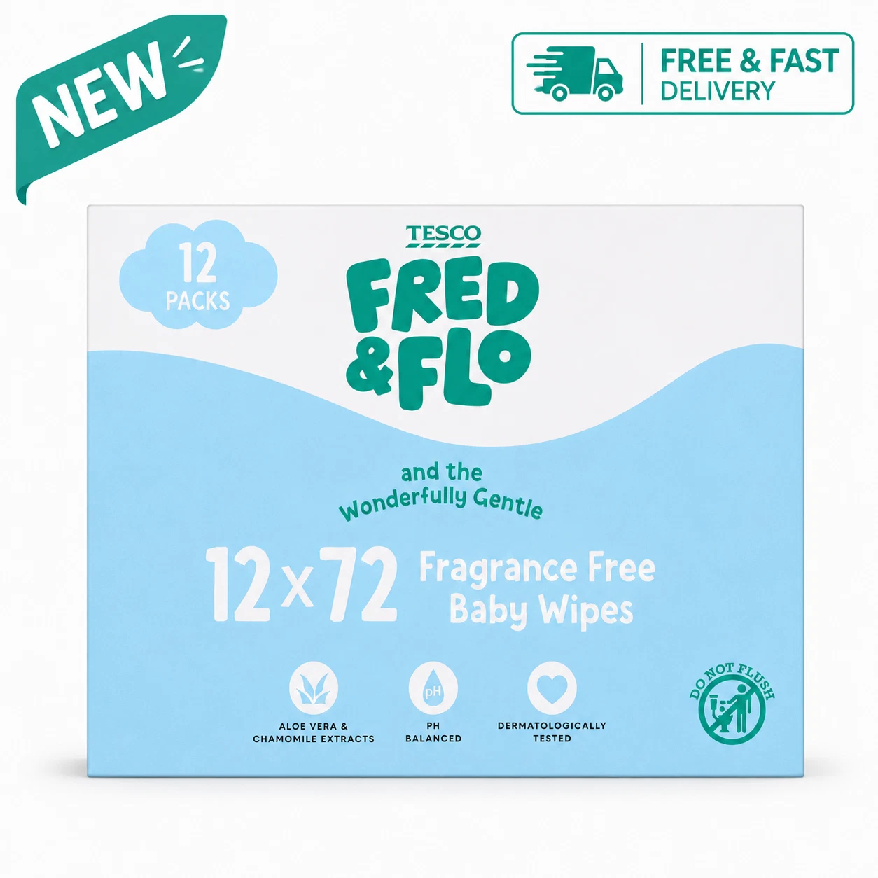 Fred & Flo Fragrance Free Wipes 72 Pack (Pack of 12)
Opens in a new window or tab
