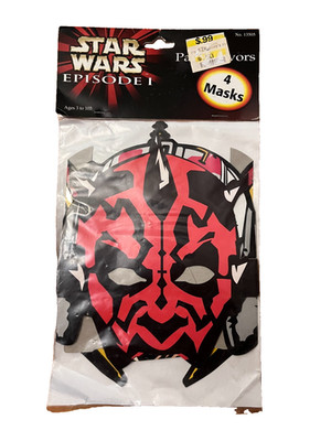 STAR WARS EPISODE 1 PARTY FAVORS 4 PAPER MASKS DARTH MAUL JAR JAR + NEW SEALED