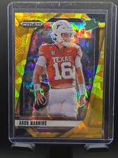 Arch Manning 2025 Panini Prizm Draft Picks Gold Ice Texas #166 Rated Prospect