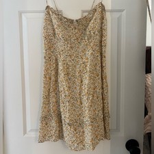 Reformation Floral Mini Dress Yellow White Spaghetti Strap - Size 10