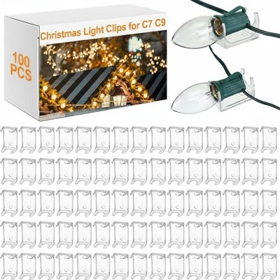100 Pcs Christmas Light Clips Clear Lighting Outlet Combo C Clips Waterproof ...
