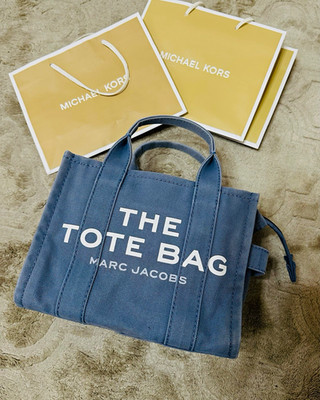 Marc Jacobs The Tote Bag Mini Canvas Blau Reißverschluss Schultergurt