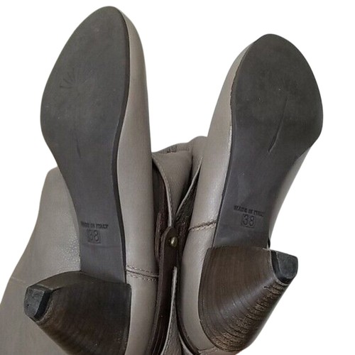 Lili Mill Lilimill Boots Women 8 Gray Leather Mid Calf Heeled Boots Pull On - Picture 7 of 8