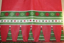 HOLIDAY STYLE BORDER DOTS STRIPES STARS FLANNEL BACK VINYL TABLECLOTH 52 X 70"