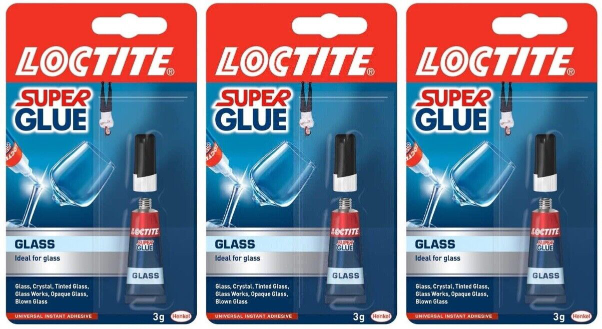 3x Loctite Super Glue Glass Instant Strong Bonding Adhesive 3g - Clear