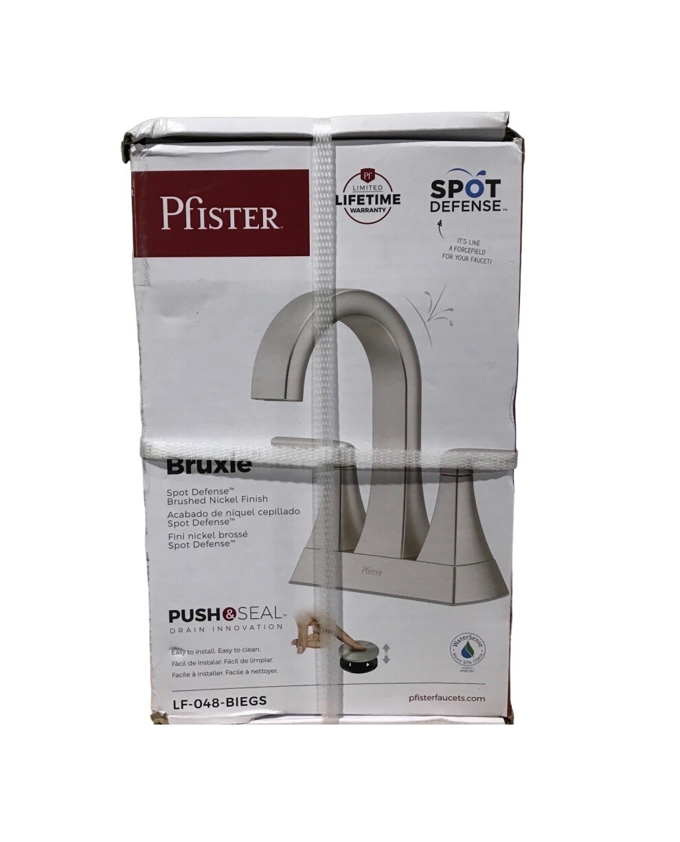 Pfister Bruxie Bathroom Faucet – Brushed Nickel, Single Hole With Drain Kit (Open Box)