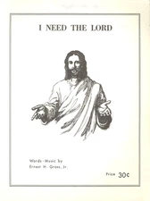 I Need The Lord Sheet Music Voice Piano 1961 Gross Psalm 103 : 1-4,11, 13