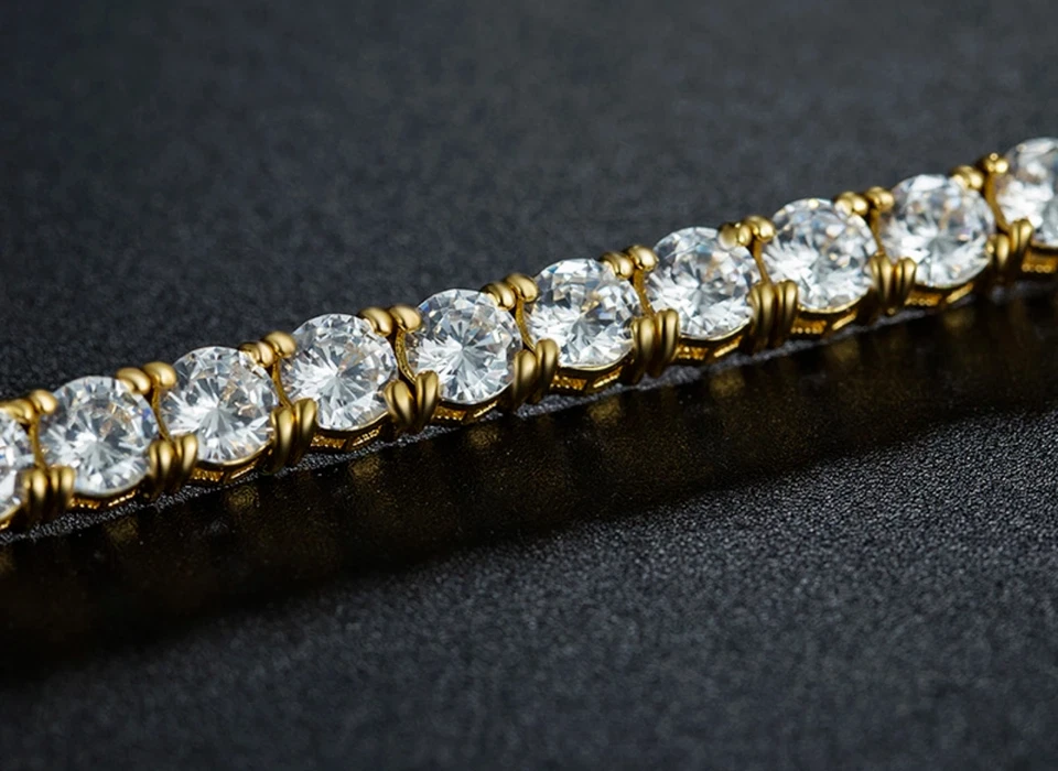 10 Ct Rund Simulierter Diamant Tennisarmband 14K Gelb Vergoldet Silber - Bild 2 von 4