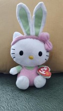TY Sanrio Hello Kitty Rabbit Bunny Ears Plush 9" Easter Bunny Pink Green
