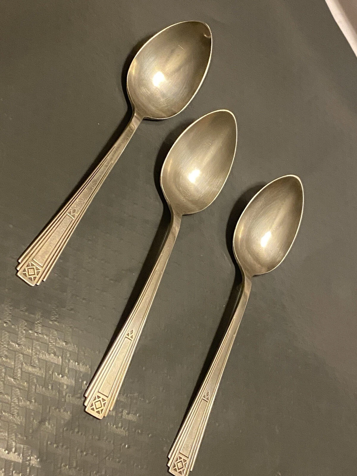 ART DECO WM ROGERS TERRACE 1932 SET OF 3 SERVING SPOONS