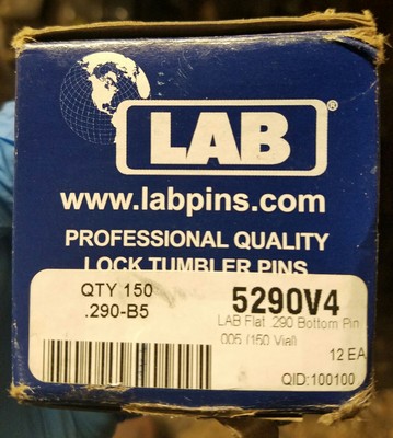 Lab lock tumbler 5290v4 flat .290 bottom pin 12 vials of 150 pins! New