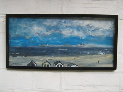 Sole Bay, Original Gemälde, Southwold, Suffolk gerahmt unter Glas