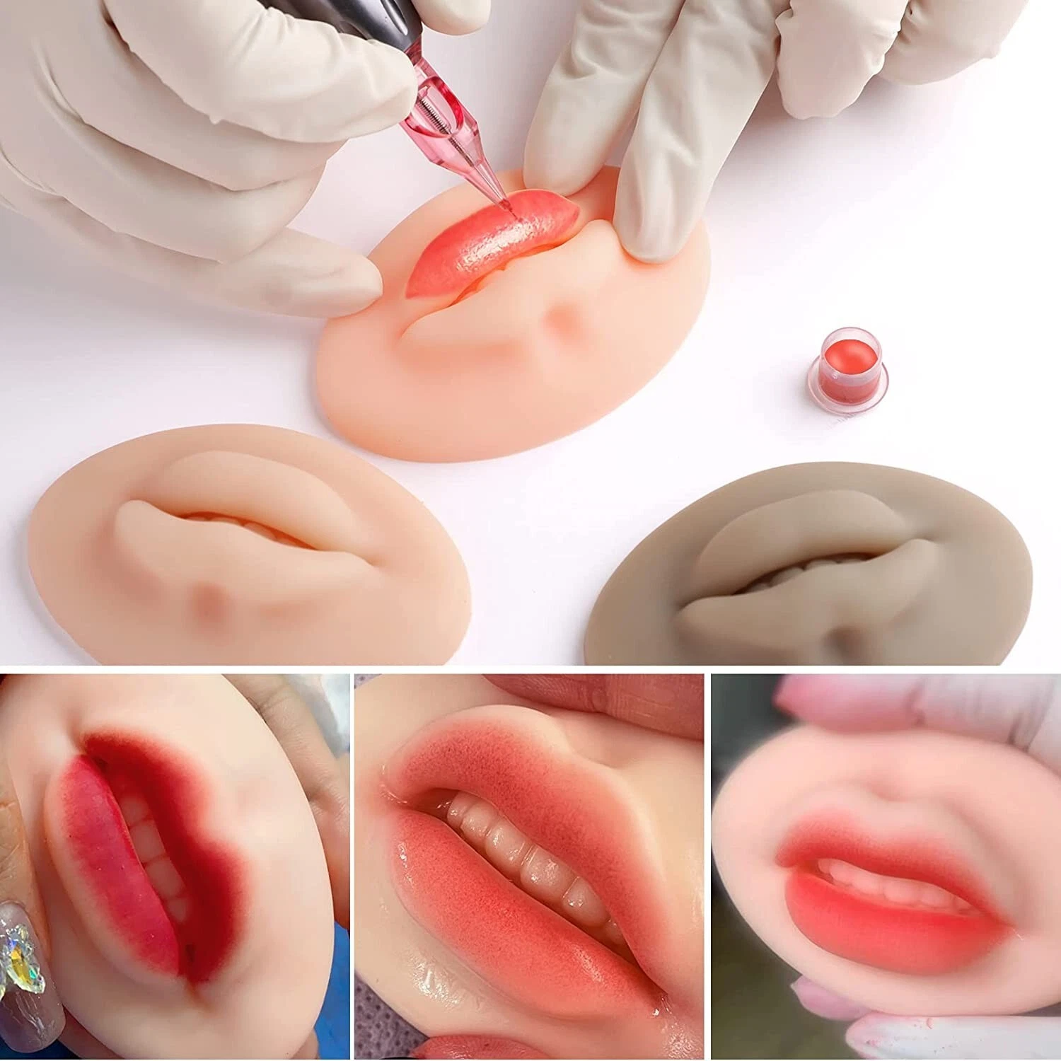 Realistic 3D Silicone Lips for PMU, Tattoos Practice - 3 Pcs Set [US Seller] image 7